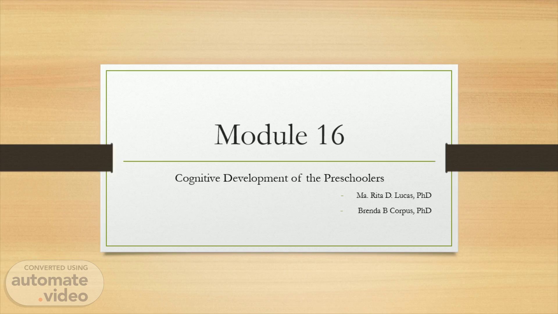 Module 16 cognitive outlet development of preschoolers